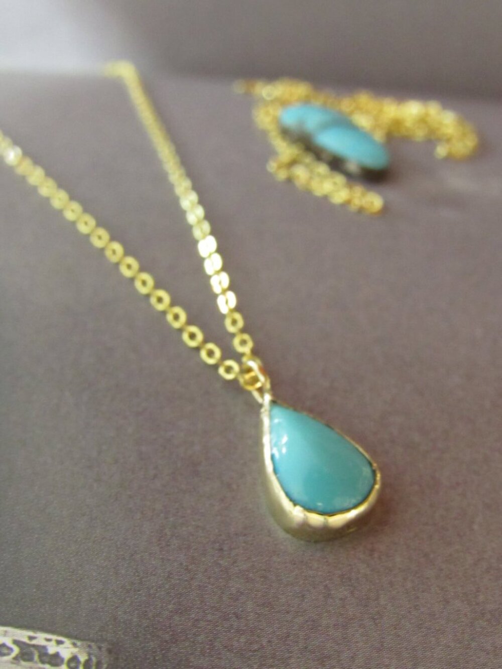 Solid 14K Gold Turquoise Necklace | Boho Luxury Gemstone Pendant